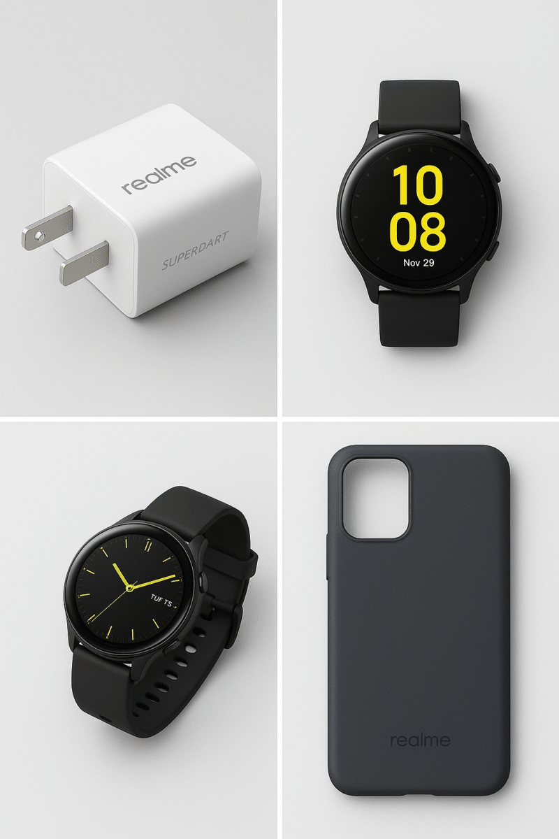 Realme (80W charger, watches, cover)